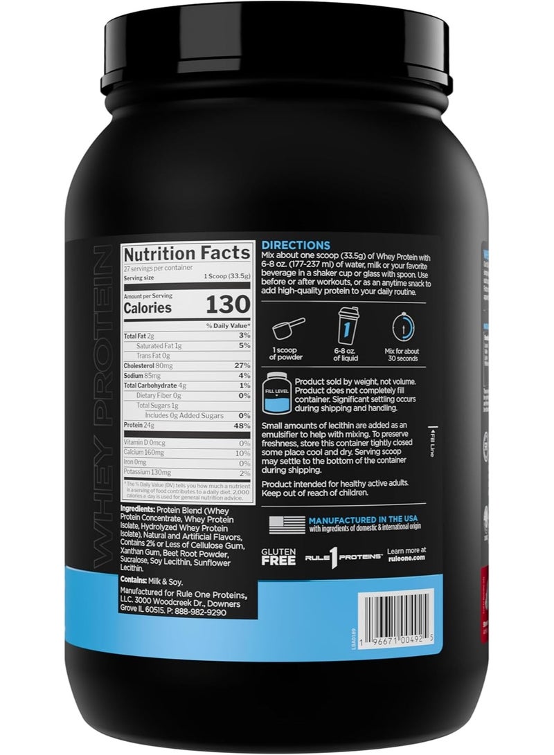 Rule1 Whey Protein Isolate Powder, Strawberry Cream, 1.9 lb, 24g Protein per Serving, Low Fat, Gluten-Free - Image 2